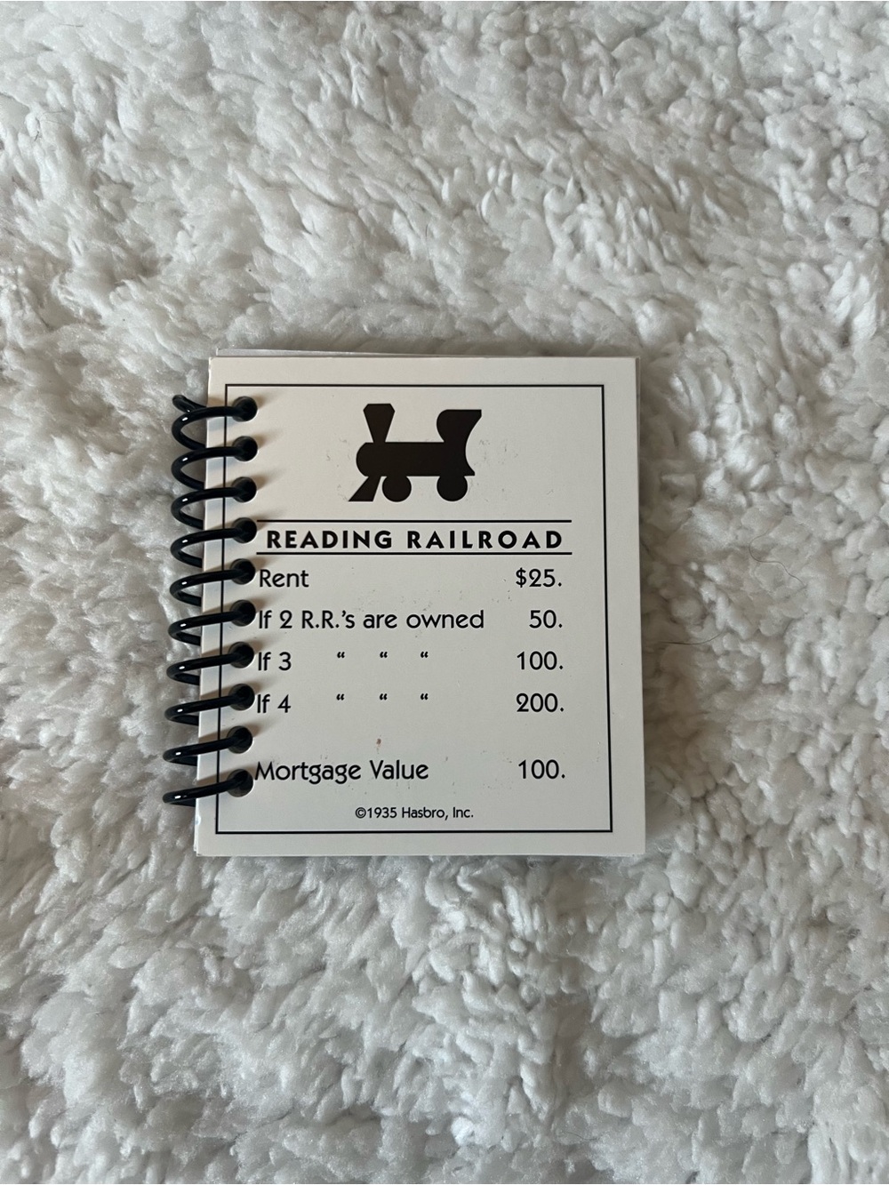 Monopoly Readjng Railroad Property Card Mini Notepad